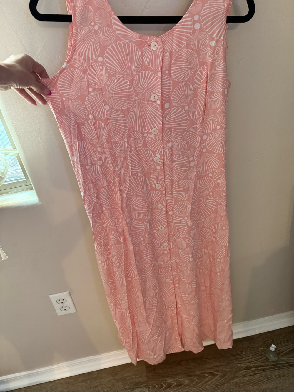 Blair Pink Shell-Print Midi Dress with Button Front
